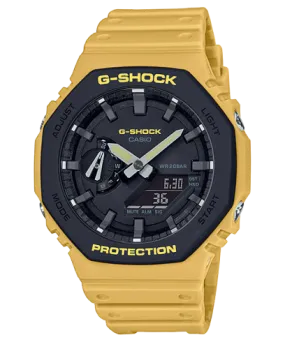 G-Shock Men's Watch Analog & Digital Combo, Black Dial Yellow Resin Band, GA-2110SU-9ADR