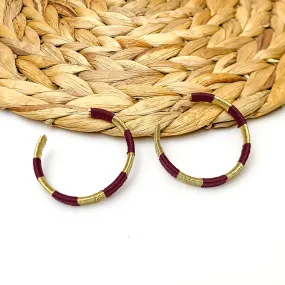 Game Day Glam Colored Hoop Earrings in Maroon and Gold