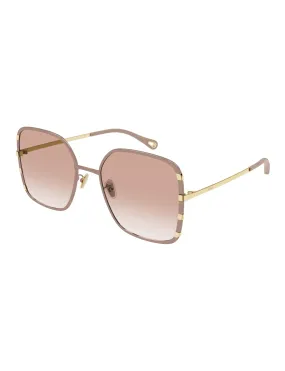 Geometric Framed Sunglasses, Pink/Gold/Orange