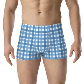 Gingham blue boxer briefs for men