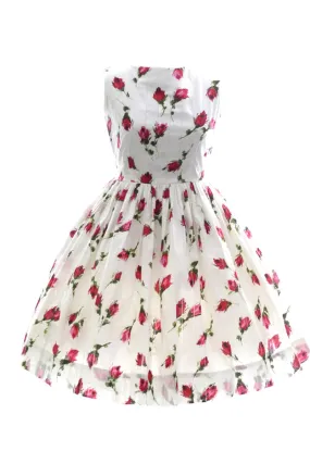 Girl's I Magnin vintage Child's dress 1950s rose print pristine condition SOLD