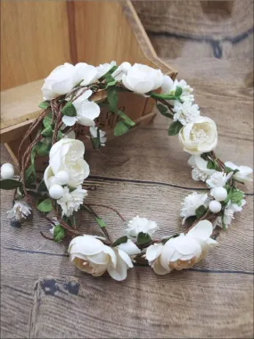 Girls Ivory Flower Girl Halo