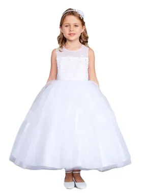 Girls Multi Color Illusion Neckline Lace Peplum Junior Bridesmaid 2-16