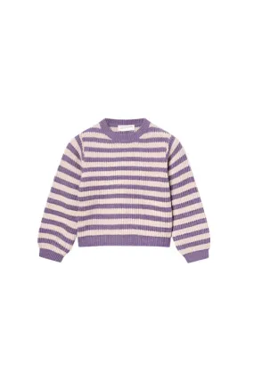 Girl's Purple Striped Knit Sweater