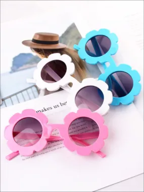 Girls UV Protected Round Flower Sunglasses