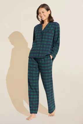 GISELE Flannel Long PJ Set in Windowpane Plaid True