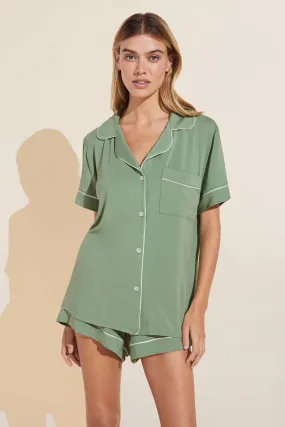 GISELE Relaxed Short PJ Set in Mineral Green/Ivory