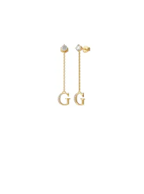 Gold Crystal Harmony Logo Earrings