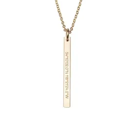 Gold Filled Vertical Bar Charm Necklace