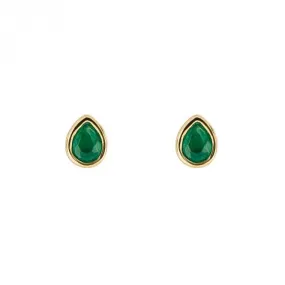 Gold Plated Birthstone May Green Onix Earrings E6206