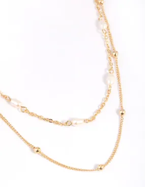 Gold Plated Freshwater Pearl Layered Necklace