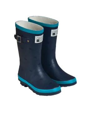 Grass & Air Kids Navy & Turquoise Wellie