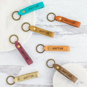 Gratitude - Etched Leather Keychain