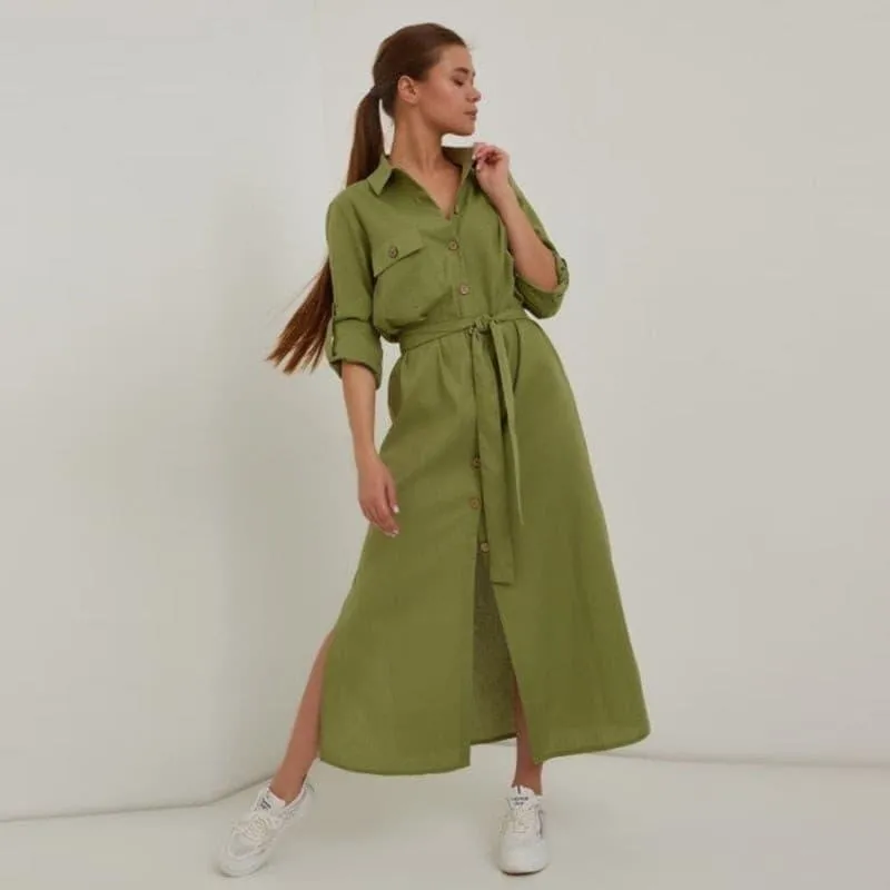 Green casual  large size loose dress