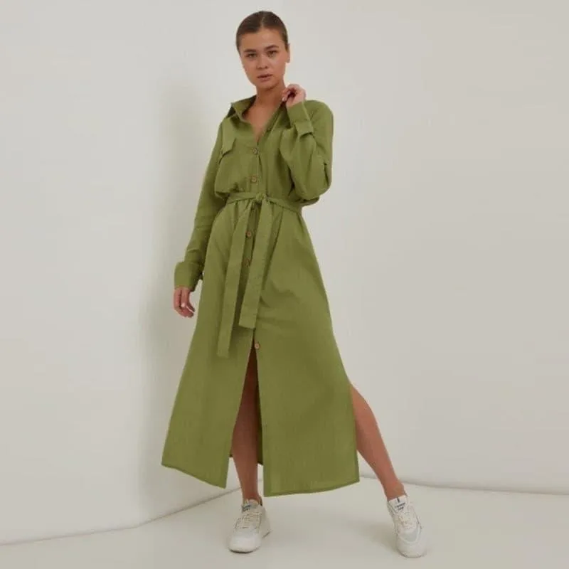 Green casual  large size loose dress