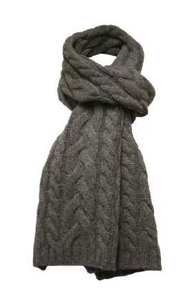 Grey Heather Cashmere Double Cable Scarf Gstaad