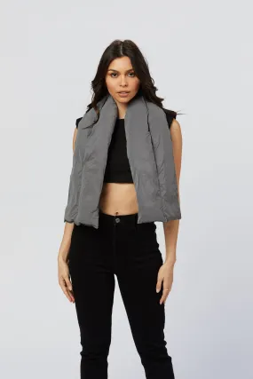 Grey Puffer Scarf