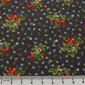 Grey Strawberry Floral Cotton Print