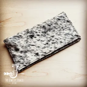 **Hair-on-Hide Leather Wallet-Gray and White 300q