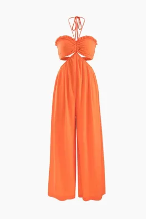 Halter Backless Wide Leg Jumpsuit