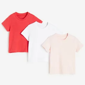 H&M Cotton T-shirt set, 3 pieces, red/pink