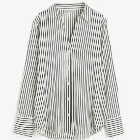 H&M V-neck blouse, black/white