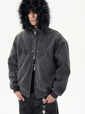 Hooded Jacket with Faux Fur Trim