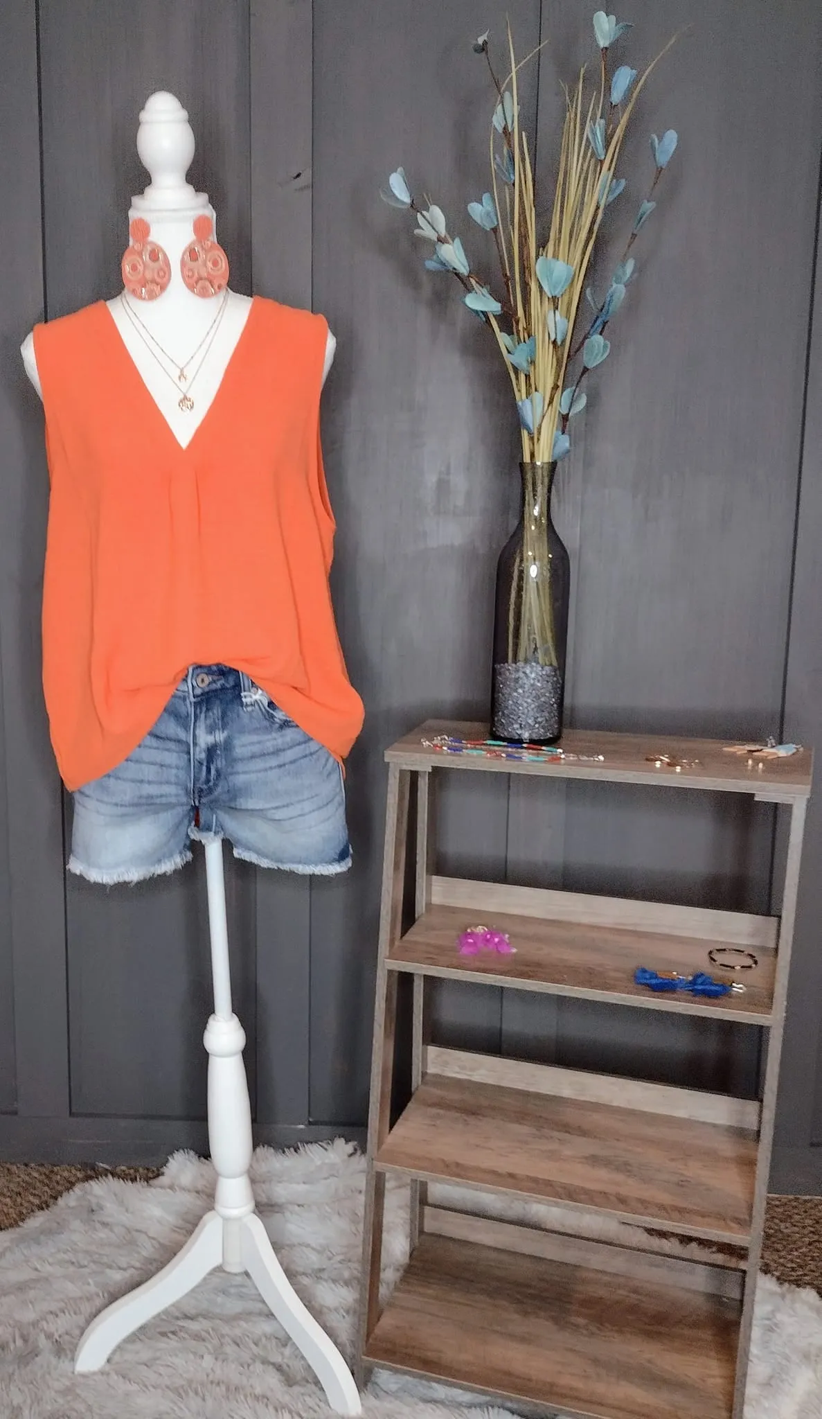 In The Orange Sleeveless Casual Top