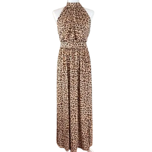 INC Womens Maxi Dress Cheetah-Print Blouson High-Neck