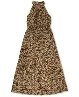 INC Womens Maxi Dress Cheetah-Print Blouson High-Neck