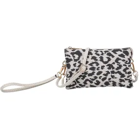 Jen & Co. Riley Leopard 3 Compartment Crossbody Bag Black/Tan/Beige Synthetic