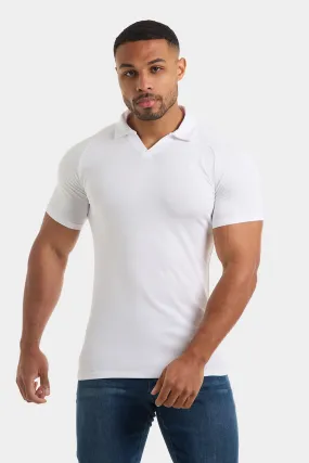 Jersey Buttonless Polo Shirt in White