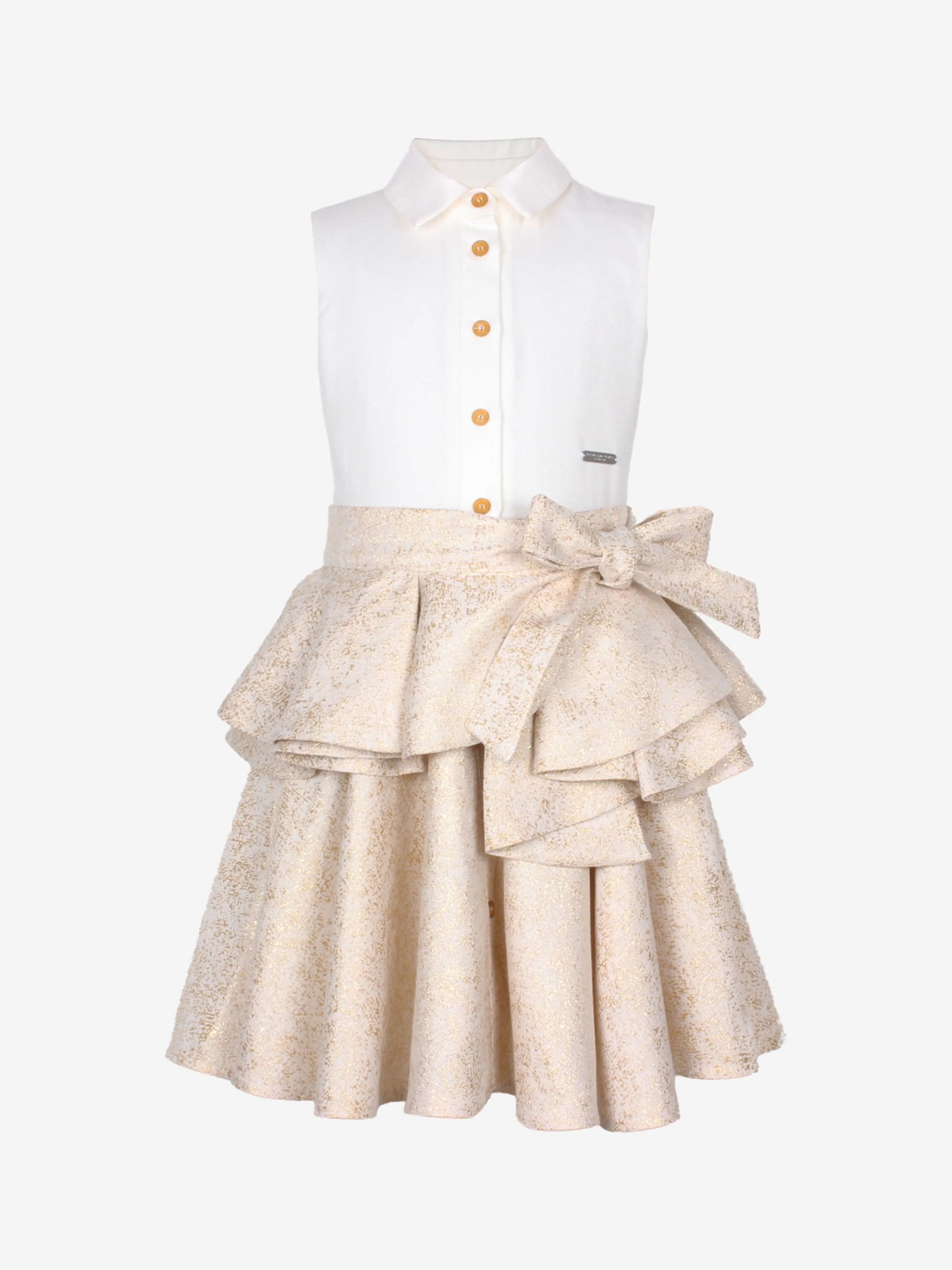 Jessie And James Girls Joyful Peplum Dress in Gold