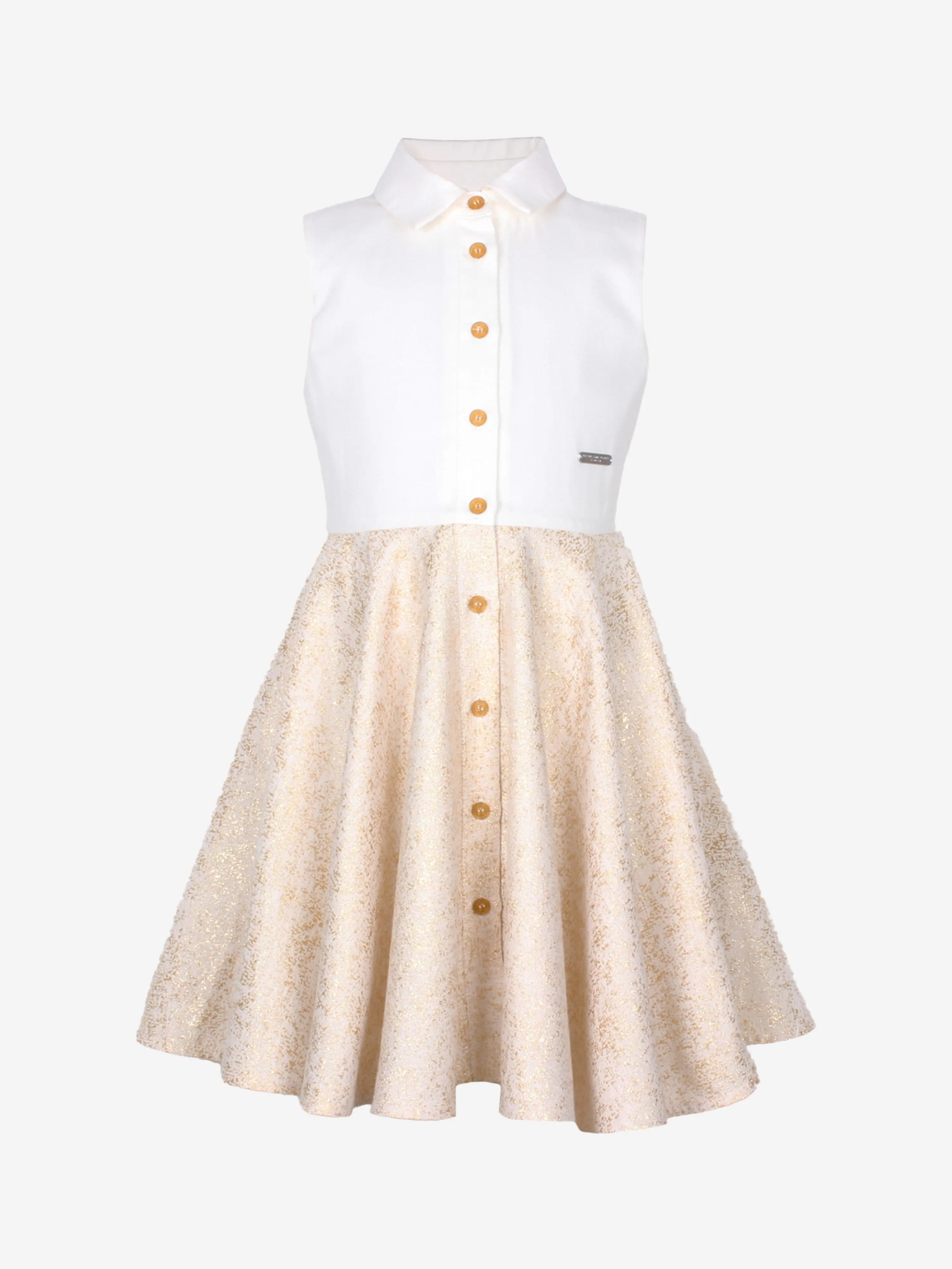 Jessie And James Girls Joyful Peplum Dress in Gold