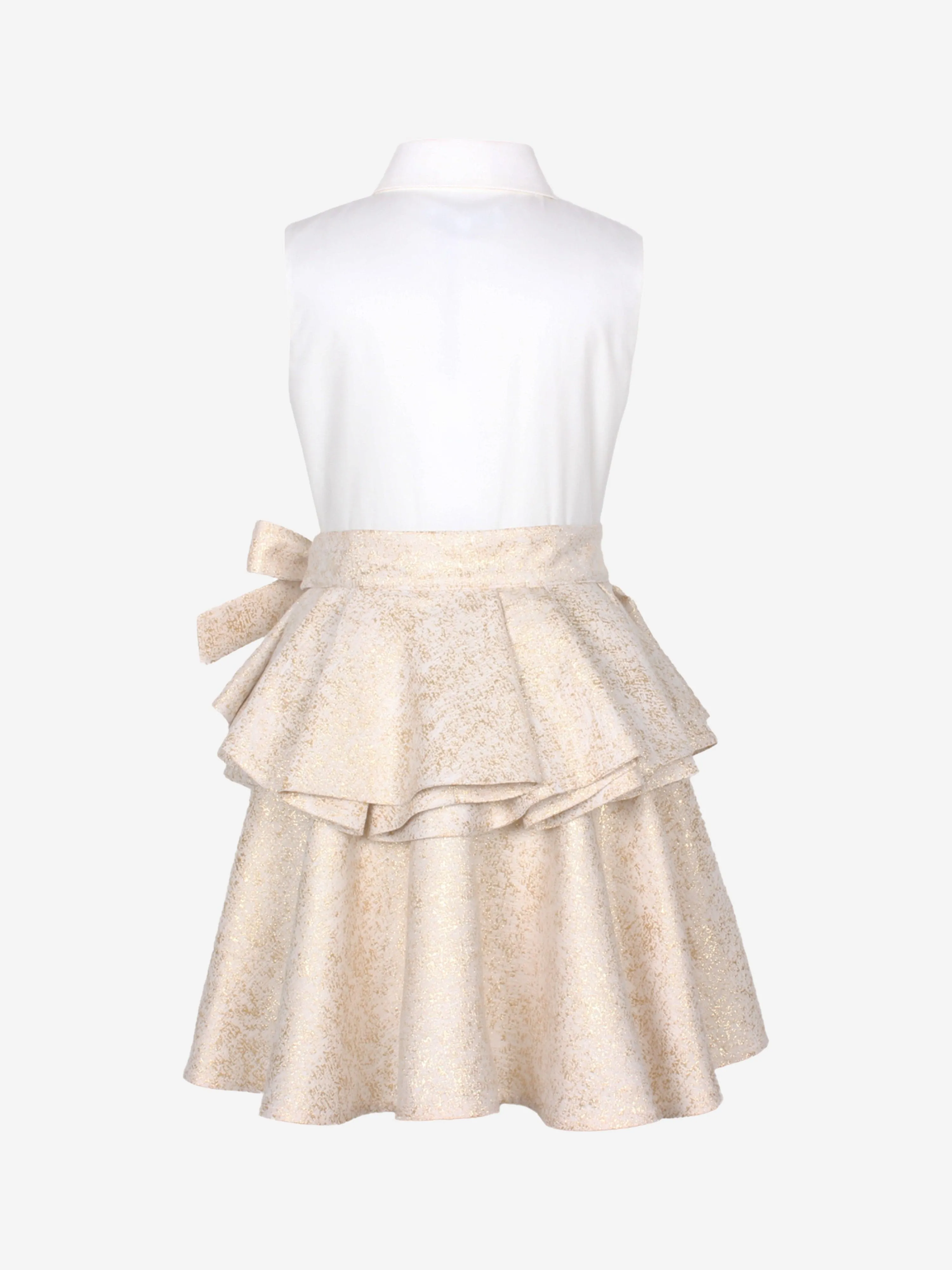 Jessie And James Girls Joyful Peplum Dress in Gold