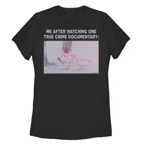 Juniors Pink Panther T-Shirt "Me After Watching a True Crime Documentary" Licensed Character