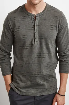 KAGE STRIPE TEXTURED COTTON HENLEY