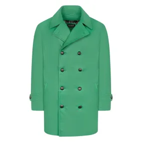 Kashani Kelly Green Double Breasted Lambskin 3/4 Trench Coat