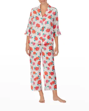 Kate Spade  Rosy Crop Pajamas in Rose Bud, Size Medium