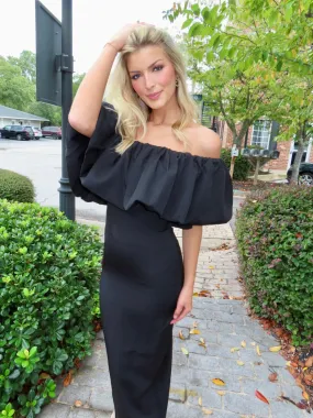 KE Off Shoulder Crepe Maxi Dress