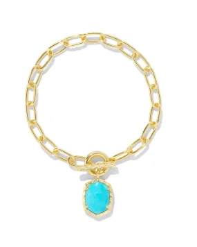 Kendra Scott Daphne Gold Link and Chain Bracelet - Variegated Turquoise Magnesite