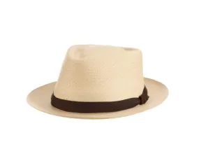 Kentucky Derby Gambler Shantung Straw Stingy Brim Panama Fedora Hat