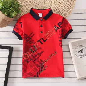 Kids' Short Sleeve Cotton Shirt | Boys' Solid Color Moisture-Wicking Polo