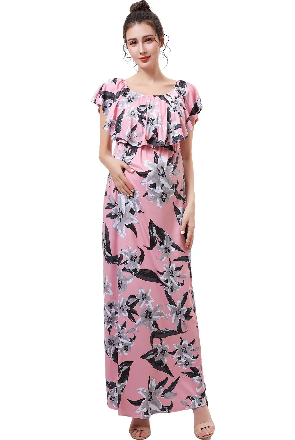 Kimi   Kai Maternity "Clara" Nursing Floral Print Maxi Dress