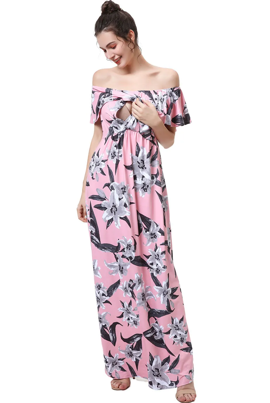 Kimi   Kai Maternity "Clara" Nursing Floral Print Maxi Dress