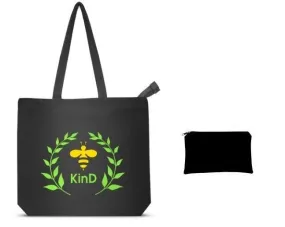 Kind- Premium Cotton Canvas Tote Bag with Zip- Black