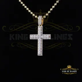 King Of Bling's Men's New Charm Cross Pendant 925 Yellow Silver Moissanite 2.50ct VVS D Clr