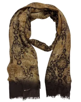 Kiton Cashmere Scarf Brown Olive Design