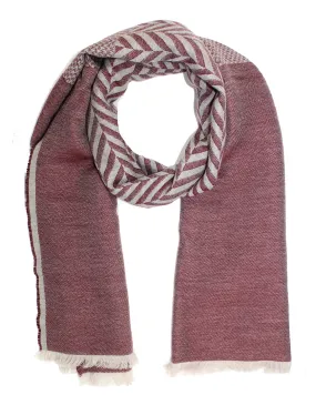 Kiton Scarf Bordeaux Gray Pattern - Luxury Cashmere Blend Shawl