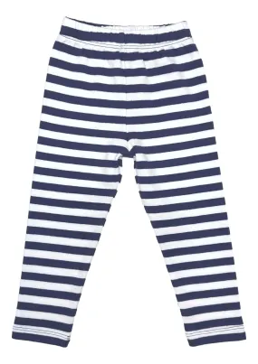 Knit Striped Leggings - Navy